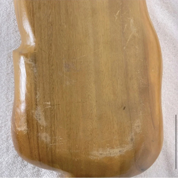 Vintage MCM Hawaiian Tiki Tropical Monkey Pod Wooden Palm Leaf Serving Dish Tray - Picture 8 of 13